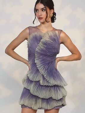 Geisha Designs Lea Lavendar Mini Dress with Ruffle Layers Size 4